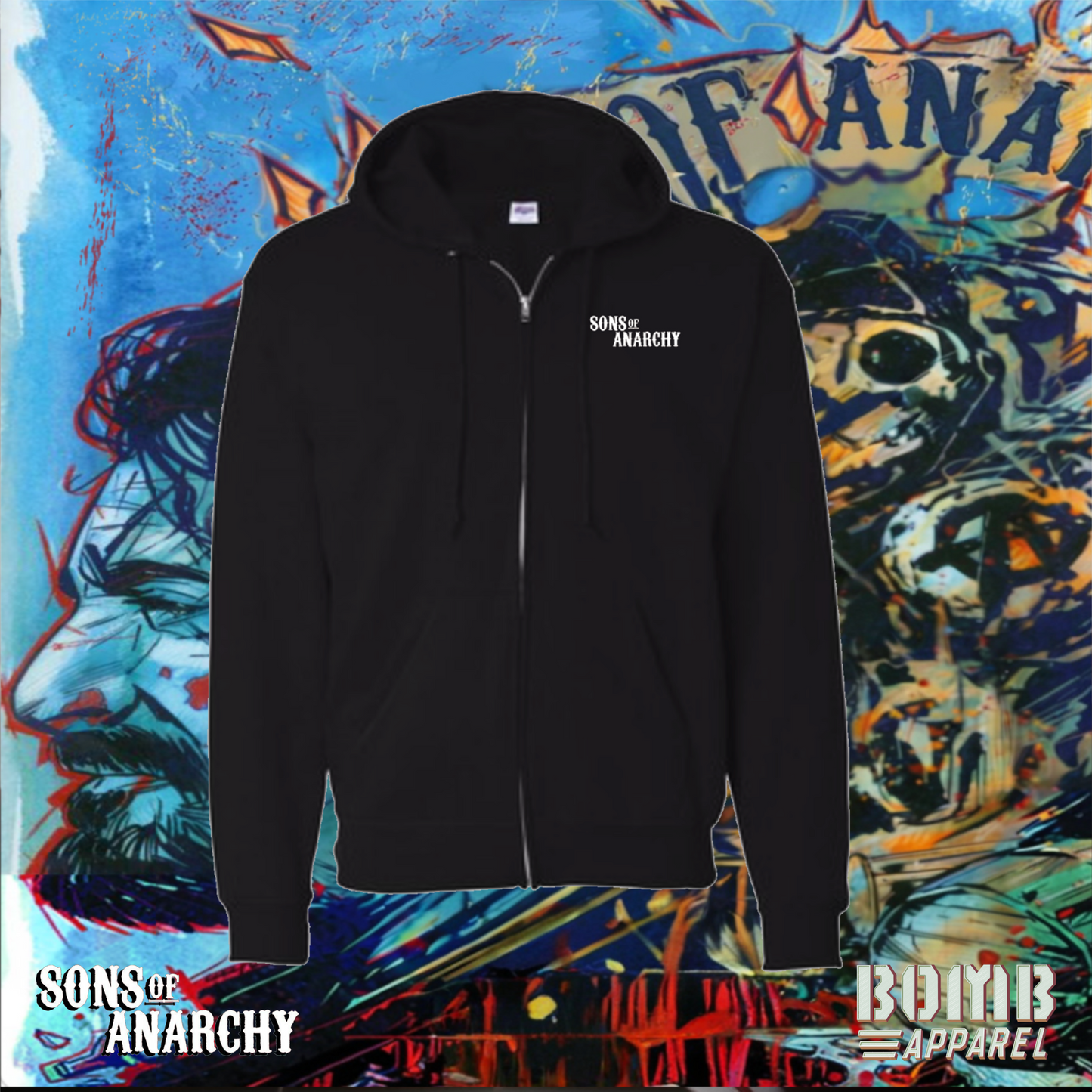 Sons Of Anarchy Crew (Clay) Fleece Zip-Up Hoodie by Bomb Apparel™