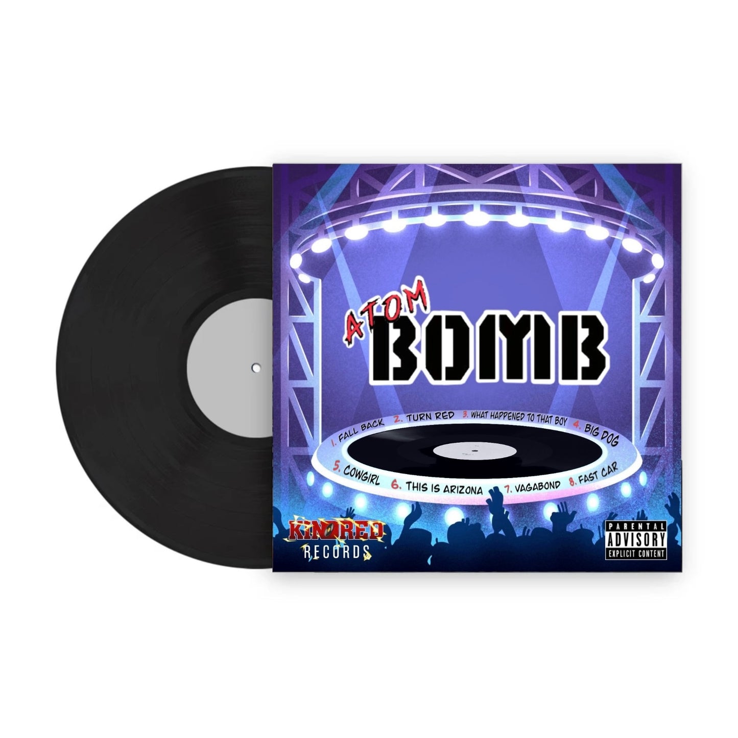 Rapper Atom Bomb, Operation: 64 B.A.R.S vinyl recording provides excellent sound quality in a collectors item thats sure to provide some of the best music available for purchase at bombapparel.com  Shop Bomb Apparel now and add the album to your song collection today.