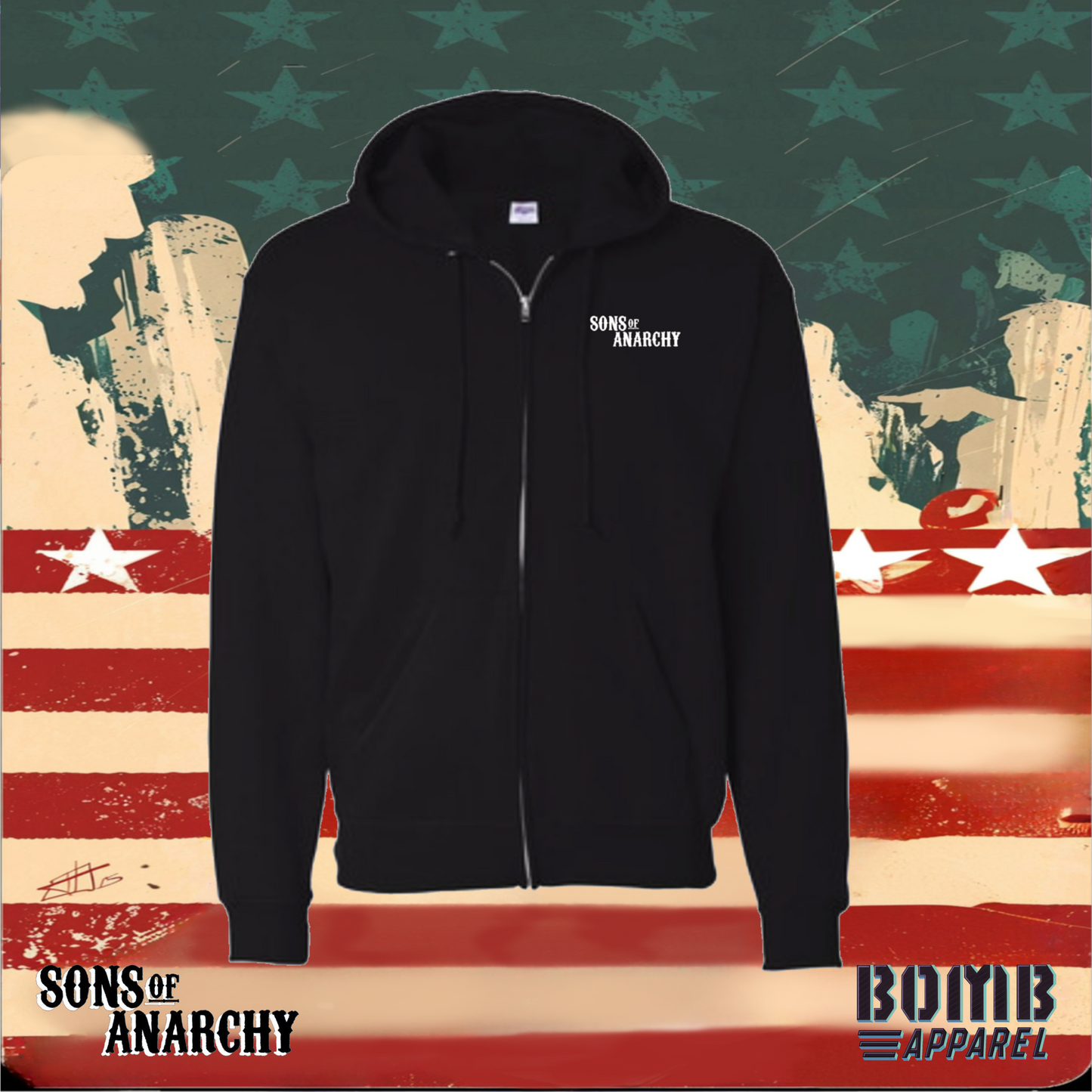 Sons Of Anarchy Crew (Opie) Fleece Zip-Up Hoodie by Bomb Apparel™