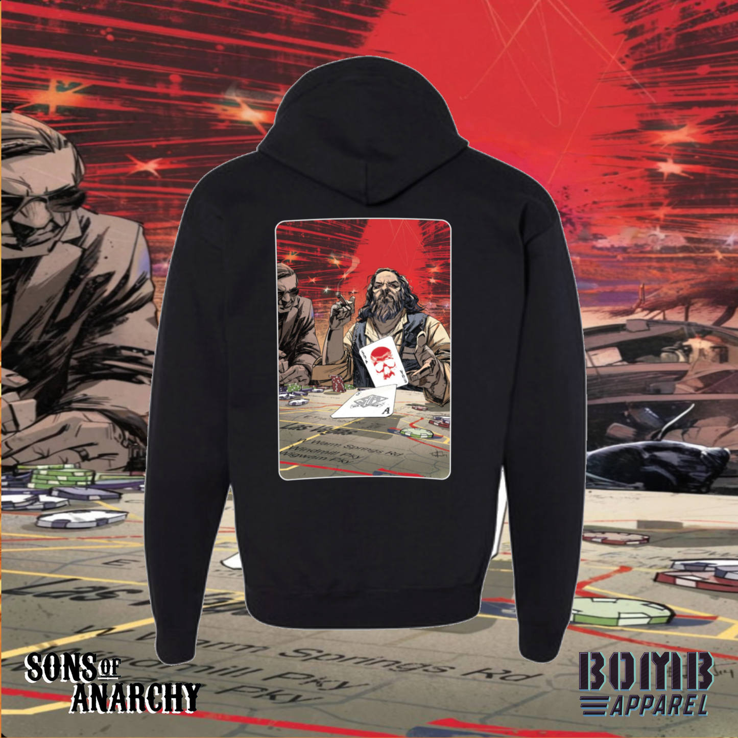 Sons Of Anarchy Crew (Bobby) Fleece Zip-Up Hoodie by Bomb Apparel™