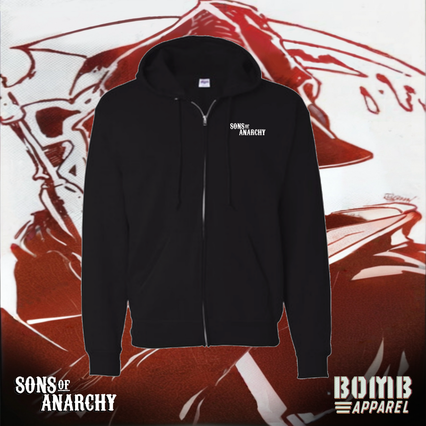 Sons Of Anarchy Crew (Chibs) Fleece Zip-Up Hoodie by Bomb Apparel™