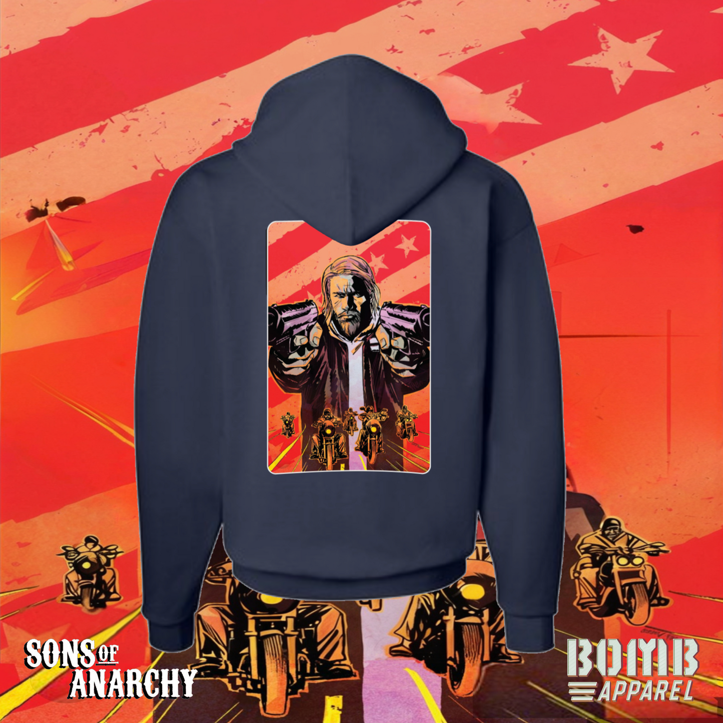 Sons Of Anarchy (Duel) Fleece Navy Hoodie by Bomb Apparel™